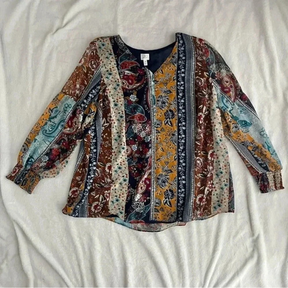 Dressbarn boho paisley multicolor blouse 2X - Picture 1 of 4